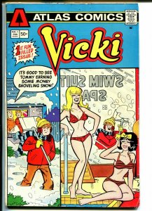 Vicki #1 1975-Atlas-1st issue-swimsuit cover-Giant edition-FN 