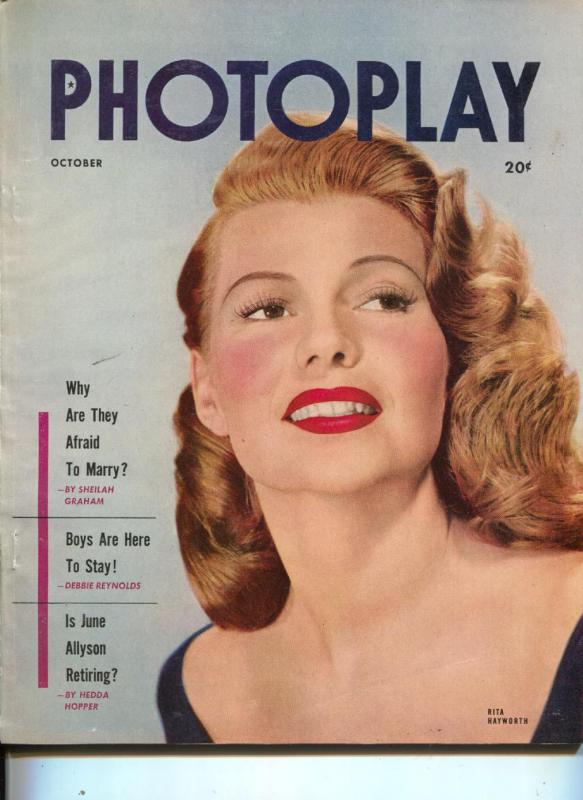 Photoplay-Rita Hayworth-June Allyson-Mitzi Gable-Clark Gable-Bette Davis-Oct-195