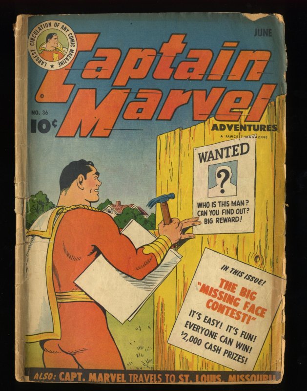 Captain Marvel Adventures #36 GD- 1.8 Qualified Read Description!