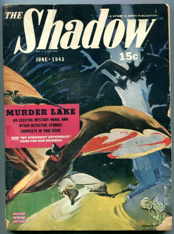 The Shadow Pulp June 1943- Murder Lake- Cool cover