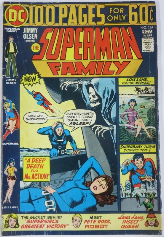 SUPERMAN FAMILY  #167 (DC) November, 1974 VERY GOOD minus (VG-) 100 page giant  