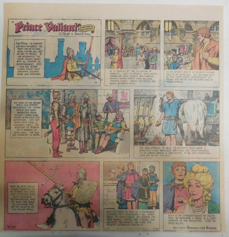 Prince Valiant Sunday #1733 by Hal Foster from 4/26/1970 2/3 Full Page Size ! 