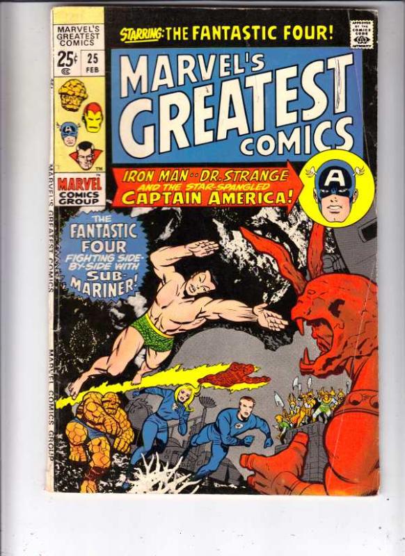 Marvel's Greatest Comics #25 (Feb-70) VG Affordable-Grade Fantastic Four, Cap...