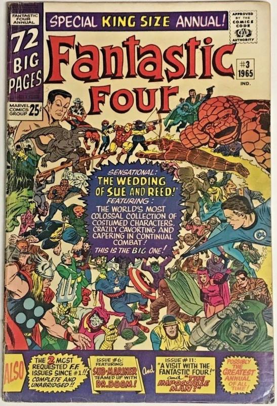 FANTASTIC FOUR ANNUAL#3 FN 1965 WEDDING ISSUE MARVEL SILVER AGE COMICS