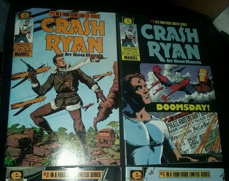 COMPLETE SET CRASH RYAN #1-4 1984 EPIC COMICS RON HARRIS