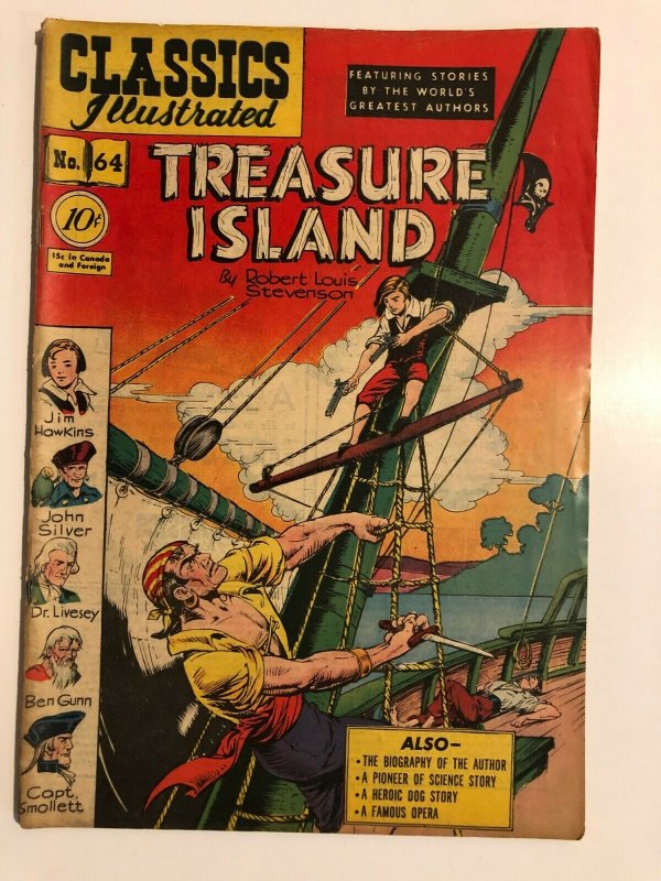 CLASSICS ILLUSTRATED 64 Treasure Island RL Stevenson HRN 62 (FIRST EDITION) VG