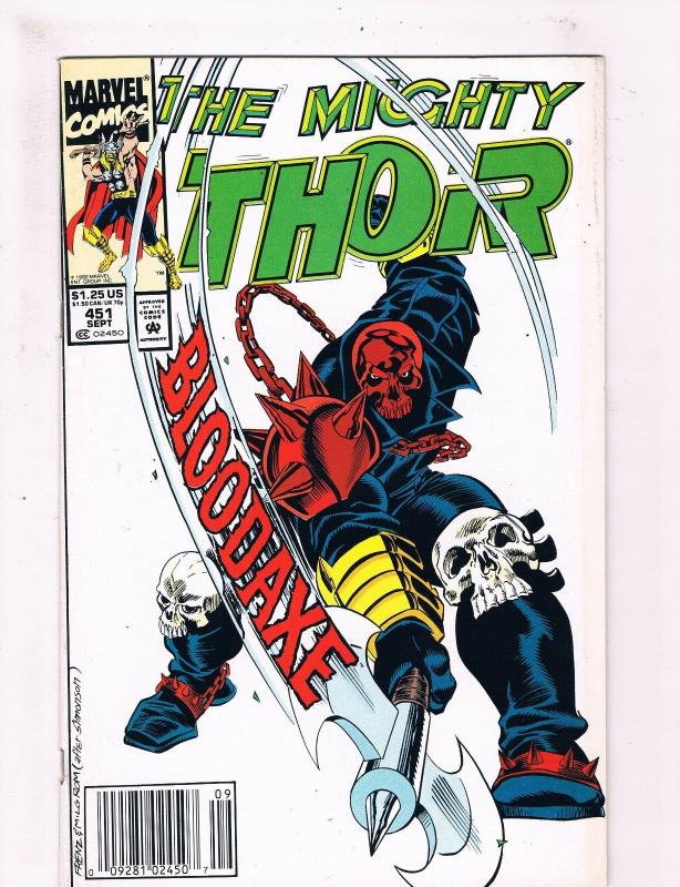 The Mighty Thor #451 FN Marvel Comic Book Avengers Loki Odin Hulk DE3