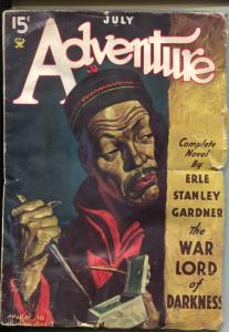 Adventure 7/1934-Oriental Menace-Walter Baumhofer-Erle Stanley Gardner-VG-