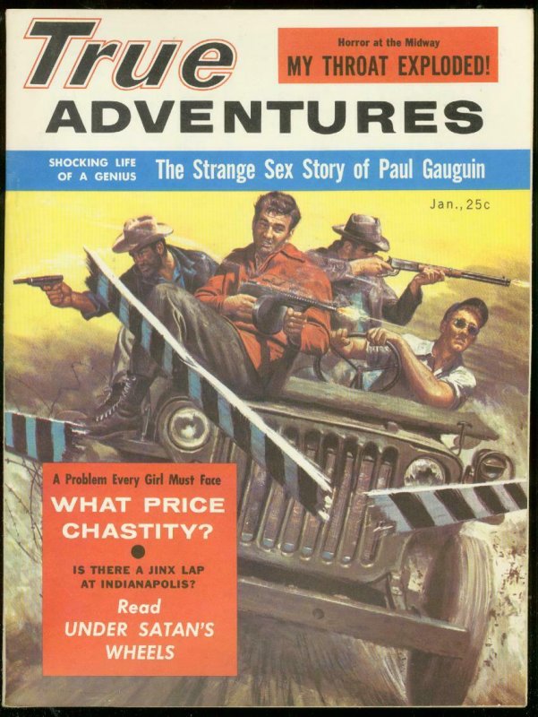 TRUE ADVENTURES JAN 1957-PAUL GAUGUIN SEX-SATANS WHEELS VF/NM