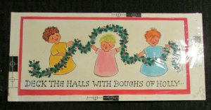 CHRISTMAS Deck the Halls w/ Boughs of Holly 10.5x5 Greeting Card Art #64