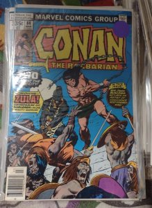 CONAN  THE BARBARIAN # 84  MARVEL 1977 key 1st zula black barbarian sorcery king