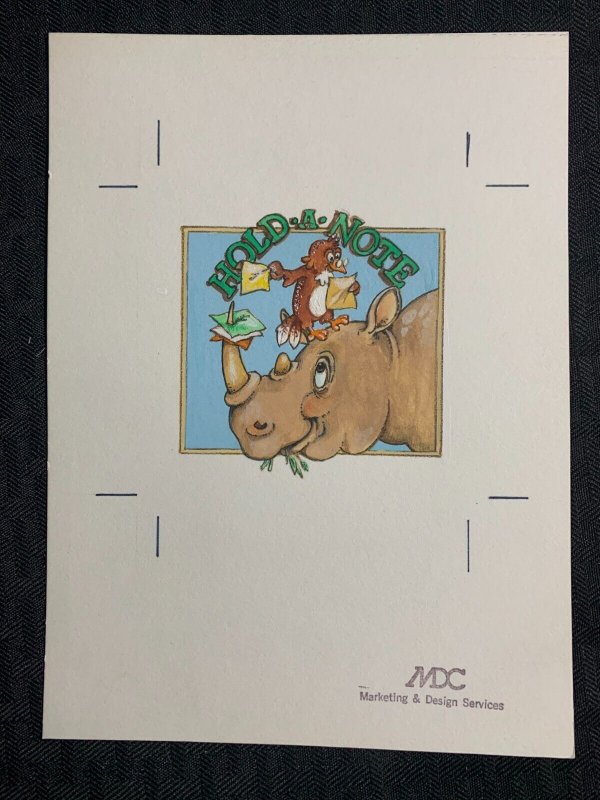 HOLD-A-NOTE Cartoon Rhino and Eagle 6x8 Greeting Card Art #nn