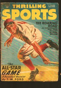 Thrilling Sports-Summer 1949-Baseball action cover in the Earle Bergey style-Aut