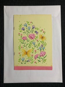 HAPPY MOTHERS DAY Pink Flowers & Yellow butterflies 6x9 Greeting Card Art MD7551