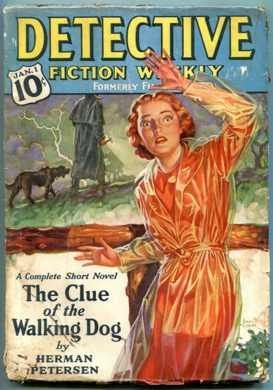 Detective Fiction Weekly Pulp January 1 1938- Clue of the Walking Dog VG