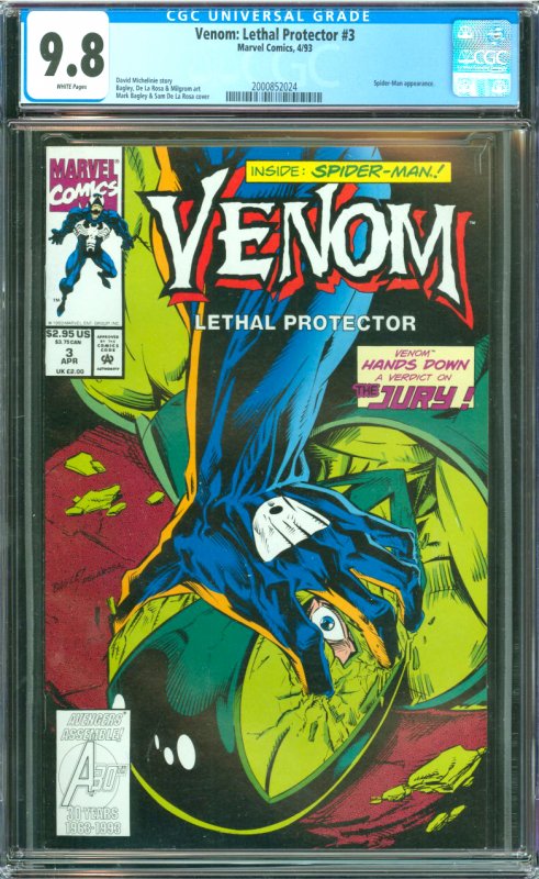 Venom: Lethal Protector #3 CGC Graded 9.8 Spider-Man appearance. 
