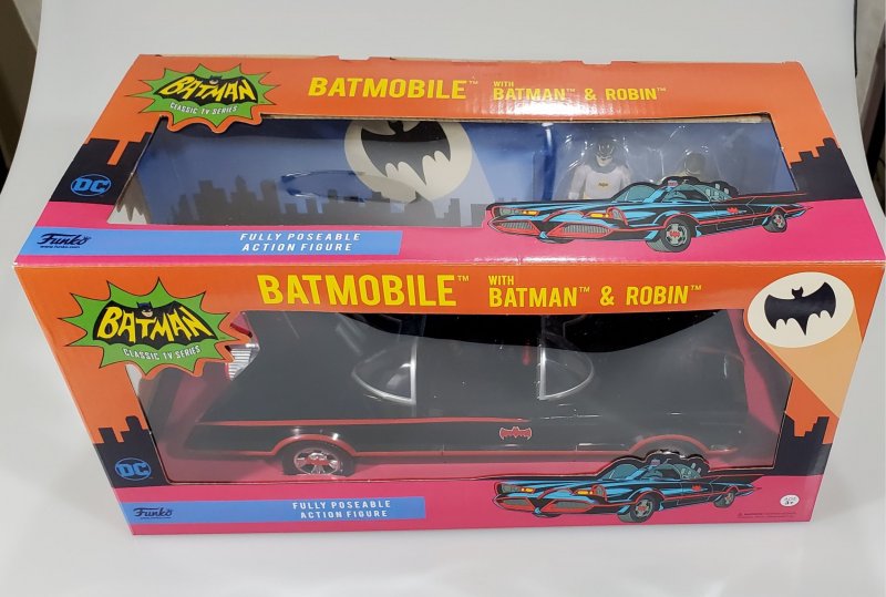 Batman 1966 TV Series and Robin 3 3/4-Inch Figures with Batmobile Vehicle