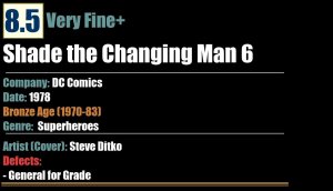 Shade the Changing Man 6 (1978) VF+ 8.5 Bronze Age DC Comics