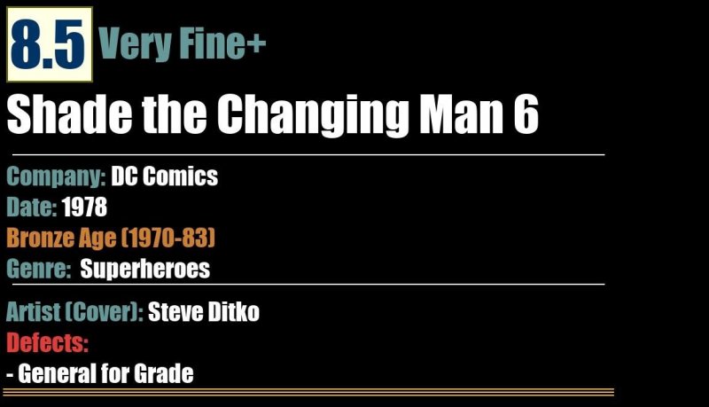 Shade the Changing Man 6 (1978) VF+ 8.5 Bronze Age DC Comics