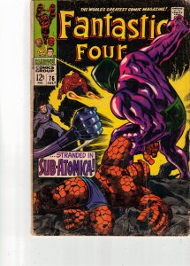 Fantastic Four #76 (1968) Affordable-Grade VG Kirby! Silver Surfer Sub-Atomica!