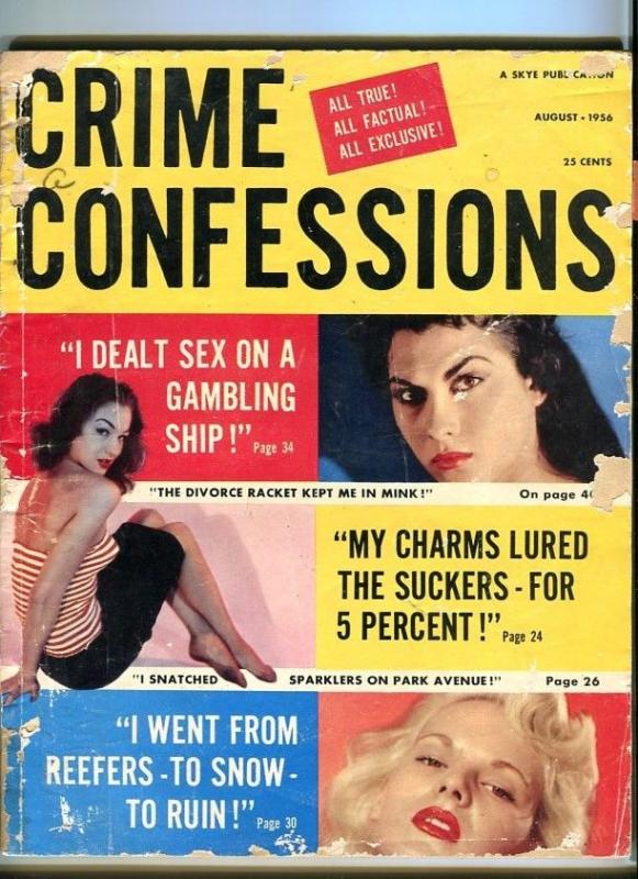 CRIME CONFESSIONS-08/1956-GANGLAND MOB-MICKEY COHEN-CHARMERS-PROSTITUTES G
