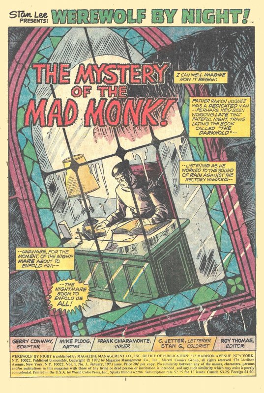 WEREWOLF BY NIGHT #3 (Jan1973) 8.0VF Roy Thomas!  Mike Ploog!  The DARKHOLD!
