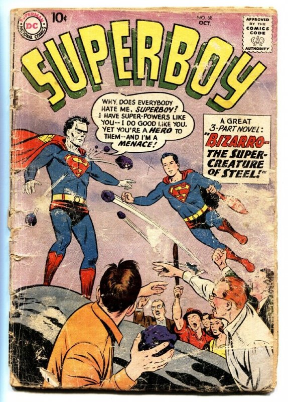 Superboy #68 comic book DC First appearance of Bizarro-Silver-Age 198