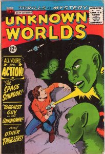 Unknown Worlds #34 - Green Alien & Ray Gun Cover - 1964 (7.0/7.5) WH
