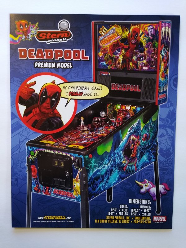 Dead Pool Premium Model Pinball Flyer Marvel Comic Superhero Art Print