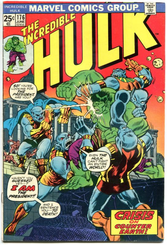 HULK #176, VG+, Incredible, Bruce Banner, Counter Earth, 1968, Warlock cameo