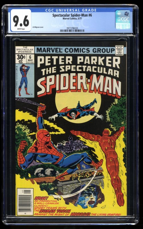 Spectacular Spider-Man #6 CGC NM+ 9.6 White Pages Morbius!