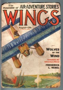 WINGS AUG 1928-#8-SEA PLANE COVER-RARE AVIATION PULP G/VG
