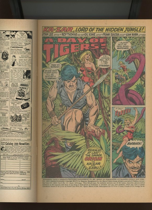 (1972) Astonishing Tales #11: BRONZE AGE! KEY ISSUE! KA-ZAR! (7.5/8.0)