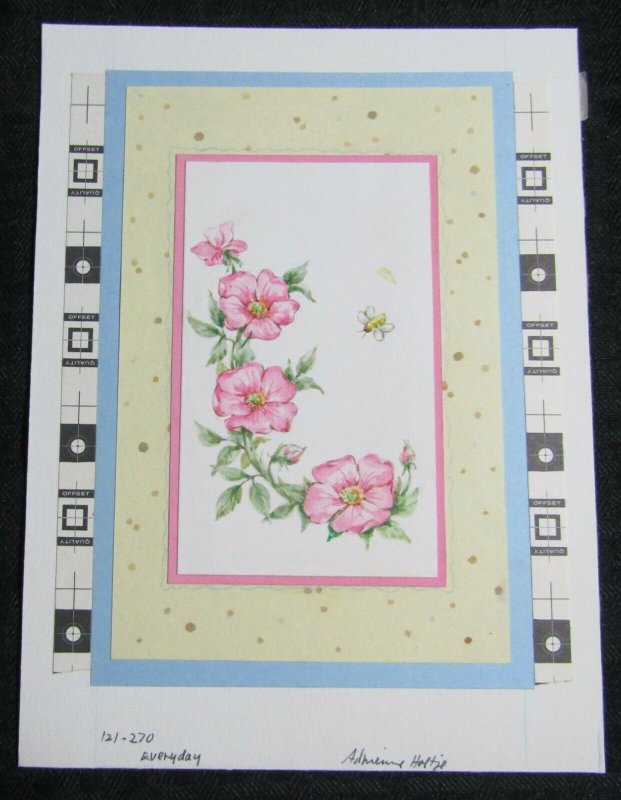 A BRIDAL SHOWER INVITATION Pink Flowers with Bee 6x8 Greeting Card Art #612