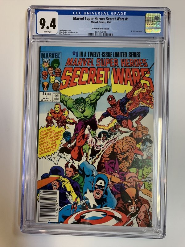 Secret Wars (1984) # 1 (CGC 9.4 WP) Canadian Price Variants (CPV)