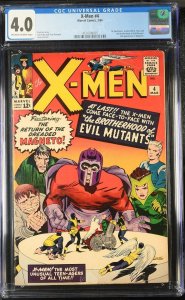 X-men 4 Cgc 4.0 Ow/w Pages Marvel 1964 1st Scarlet Witch Quicksilver