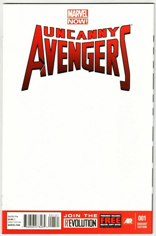 The Uncanny Avengers #1 Blank Sketch Variant Cvr (Marvel, 2012) NM