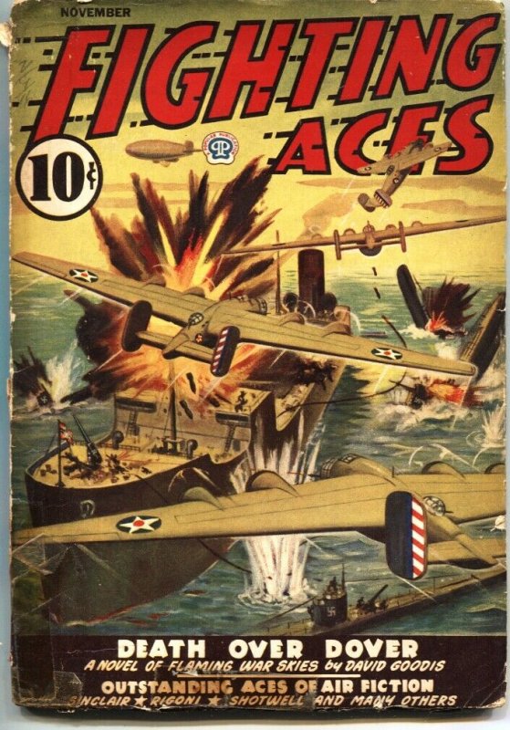FIGHTING ACES-NOV 1942-DAVID GOODIS-CANADIAN VARIANT-WW II PULP STORIES-POPUL...