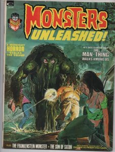 MONSTERS UNLEASHED #3 Magazine, VF, Frankenstein Neal Adams 1973 Man-Thing