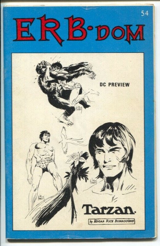 ERB-dom #54 1972-early Burroughs & Tarzan fanzine-buy/sell ads-Kubert art-FN