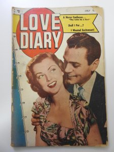 Love Diary #1 (1949) PR Cond Cover detached, back cover missing, tape on spine