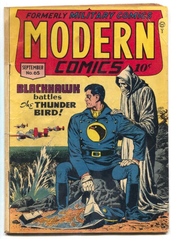 Modern Comics #65 1947- BLACKHAWK- Torchy GGA- Grim Reaper cover VG