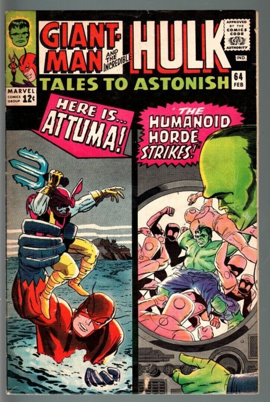 TALES TO ASTONISH #64-1965-HULK-SILVER AGE-MARVEL-VG VG