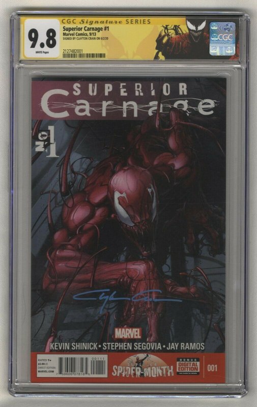 Superior Carnage #1 - CGC 9.8 - 2013 - Signature Series - Clayton Crain!