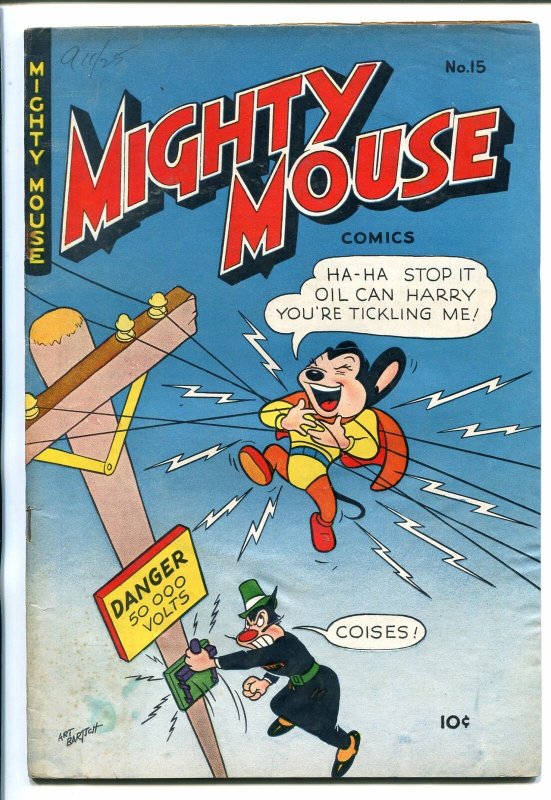 MIGHTY MOUSE #15 1950-ST JOHN-ELECTROCUTION COVER-good/vg