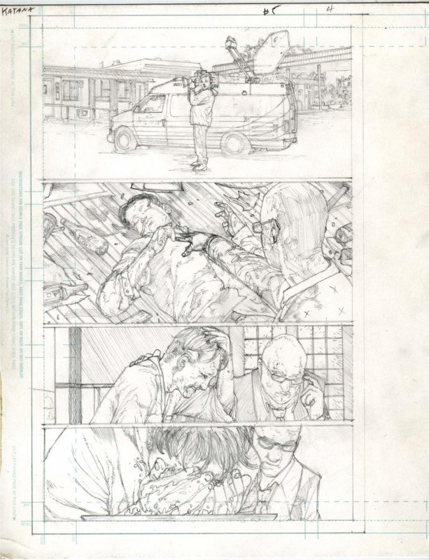 Katana #5 pg 4 DC New 52-Justice League Original Penciled art by ALEX SANCHEZ 