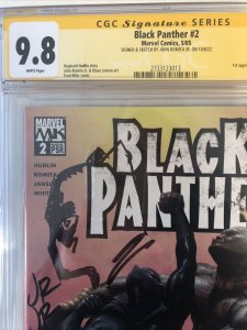 Black Panther (2005) #2 (CGC 9.8 SS WP) Signed & Sketch John Romita JR.