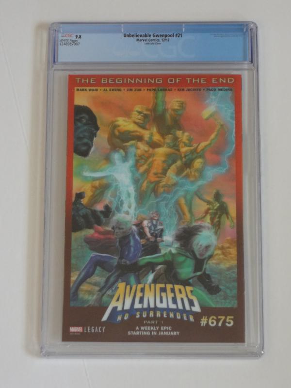 Unbelievable Gwenpool #21 CGC 9.8; Lenticular homage to Fantastic Four #200!!