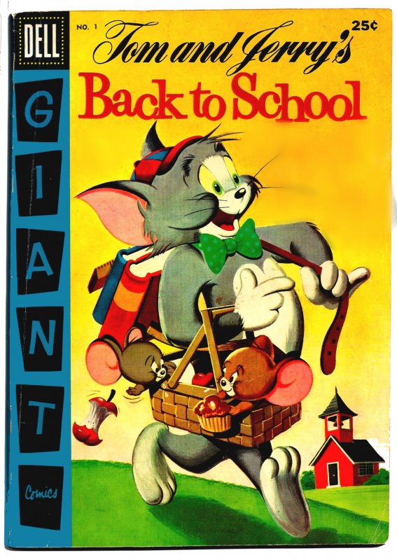 TOM AND JERRY'S BACK TO SCHOOL #1 (Sep1955) 7.0 FN/VF  Dell Giant!