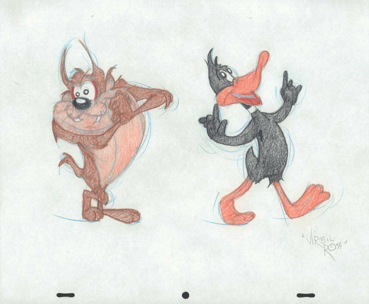 Tasmanian Devil And Daffy Duck Looney Tunes Color Art By Virgil Ross